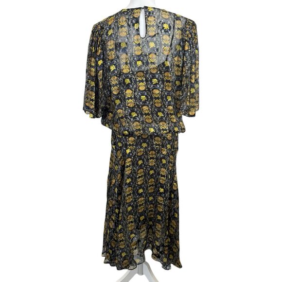 Preen by Thornton Bregazzi Lydia Black/Yellow Floral Print Dress Size S - Picture 11 of 13